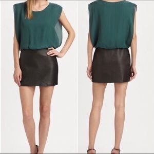 Parker Silk and Leather Combo Dress